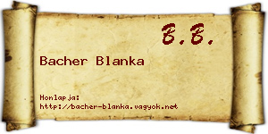 Bacher Blanka névjegykártya